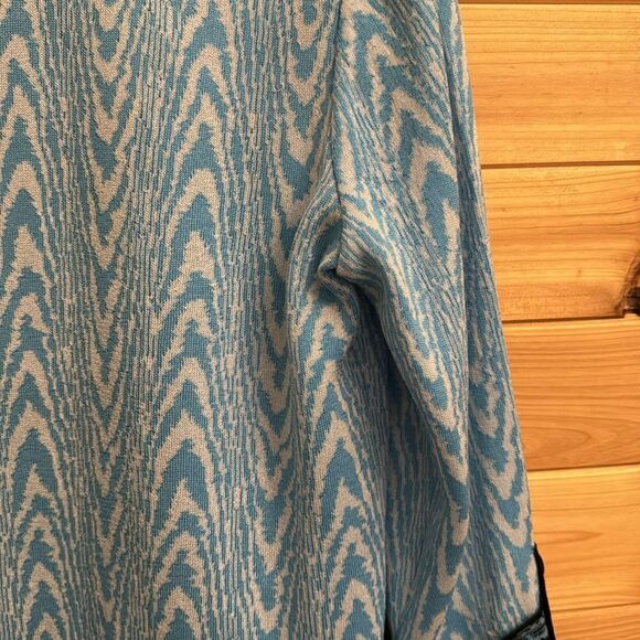 Ming Wang Size Small Petite Blue & Black Abstract Zebra Open Front Cardigan - Picture 11 of 11